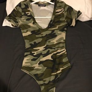 learn a thing or two camo bodysuit (fashion nova)